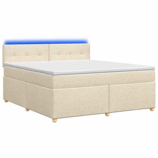 Maison Exclusive - Boxspring säng med madrass Crème 140 x 190 cm Tyg Grädde