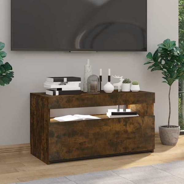 Maison Exclusive - TV-møbel med LED-lys Røget eg 75x35x40 cm