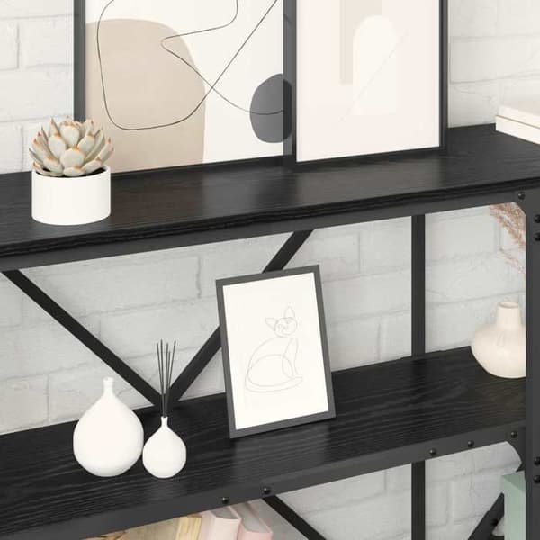 Bordskonsol - MAISON EXCLUSIVE - 160 x 30 x 75 cm - Ingenjörsträ - Svart - Hyllor ingår Svart