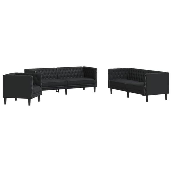 Maison Exclusive - Chesterfield sofa sæt 3 stk sort kunstlæder