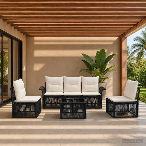 Maison Exclusive - 6-delt have-sofa sæt i sort polyrotin