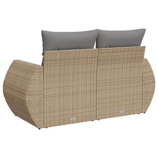 Maison Exclusive - Trädgårdsoffa med kuddar 2 platser beige flätad resin