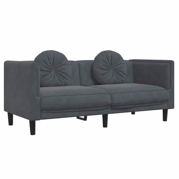 Maison Exclusive - Soffa med kuddar 2 platser mörkgrå sammet mörkgrå