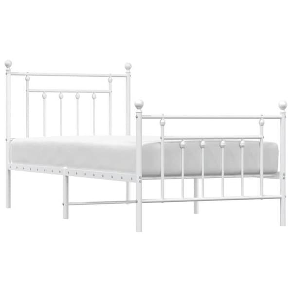 Sängram - EXKLUSIV HEM - 90 x 200 cm - Vit stål - Ribbotten - Förvaring under säng Vit