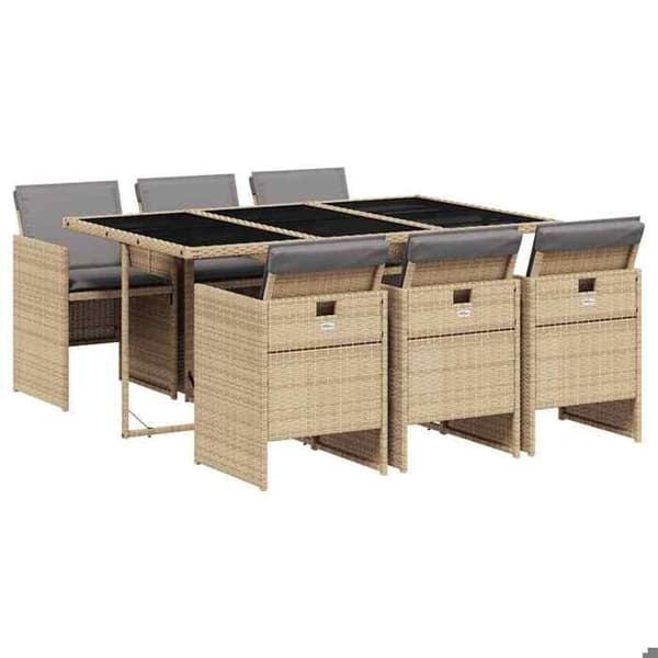 Maison Exclusive - Puutarhakalustesarja tyynyillä 7 kpl beige sekoitettu rottinki
