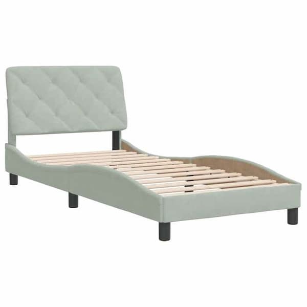 Maison Exclusive - Sängram utan madrass ljusgrå 90x190 cm sammet