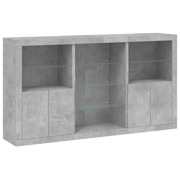 Maison Exclusive - Buffet med LED-lys grå beton 181,5x37x100 cm