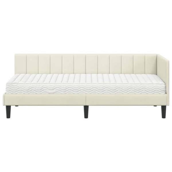 Maison Exclusive - Kulmasänky 2 osaa Patja Kermansävy 80 x 200 cm Kräm (sammet)