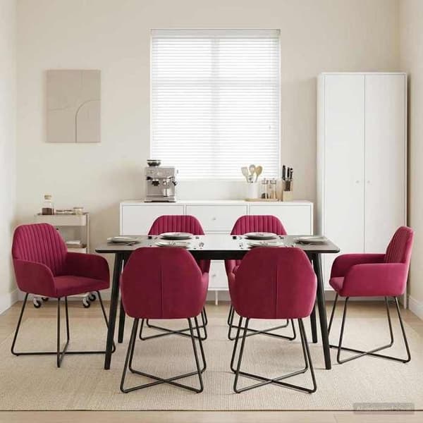Maison Exclusive - Matstolar 6 st Sammet Bordeaux 55 x 50 x 84 cm Bordeaux