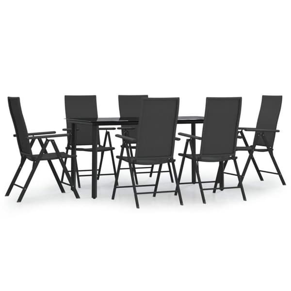 Maison Exclusive - Trädgårdsset 7 delar Svart Flätad Resin