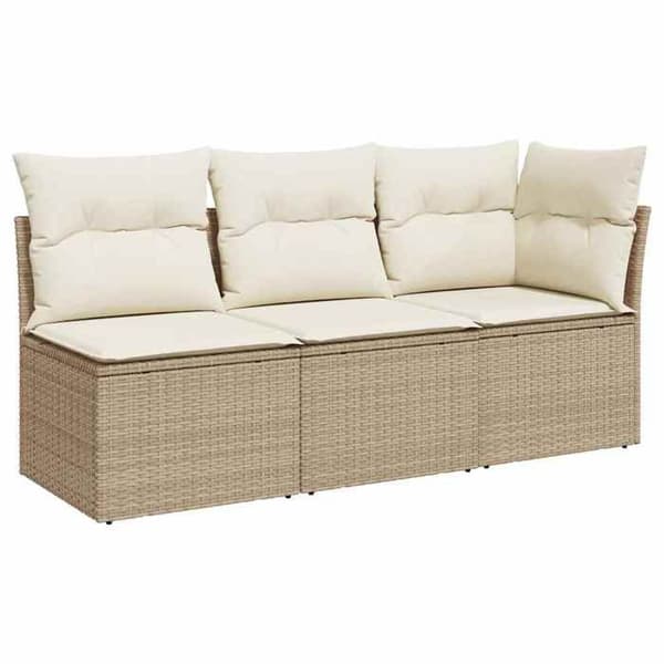 Maison Exclusive - Trädgårdsoffa med kuddar 3 platser beige flätad resin beige