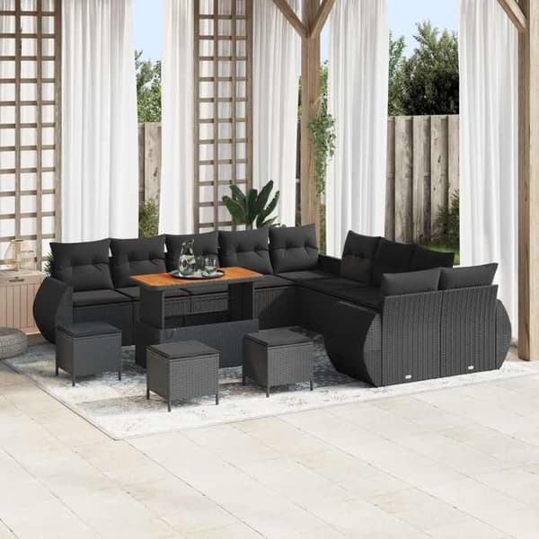 Maison Exclusive - 14 hengen puutarhakalustesarja 14 pc Musta