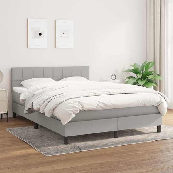 Maison Exclusive - Sengebund med lameller og madras Lys grå 140x190cm Stof