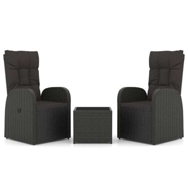 Havemøbler - Eksklusivt hus - 3 stk - Sort poly rattan - Stålramme
