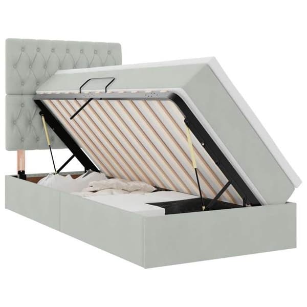 Maison Exclusive - Säng med förvaring och madrass Grå ljus 90 x 200 cm Sammet