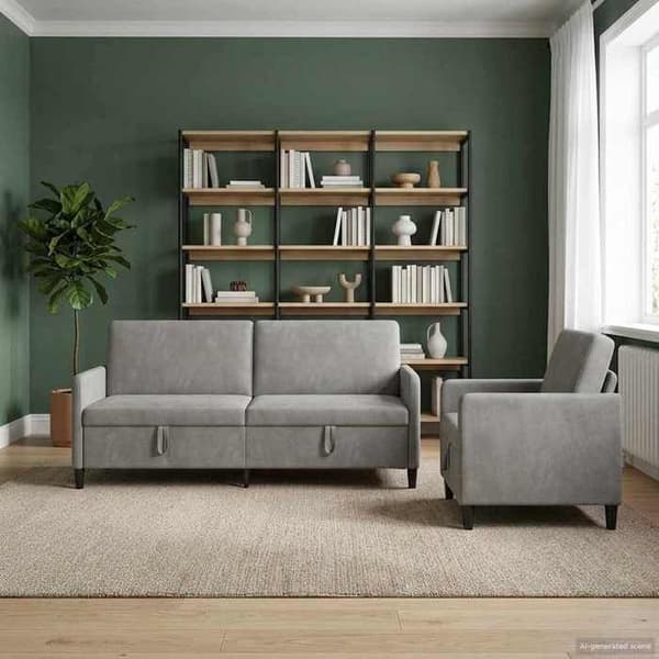 Maison Exclusive - Soffa med förvaring 2 st Grå polyester Ljusgrått