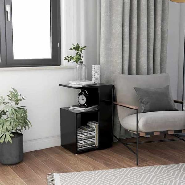 Maison Exclusive - Sort sidebord 36x30x56 cm Ingeniørtræ