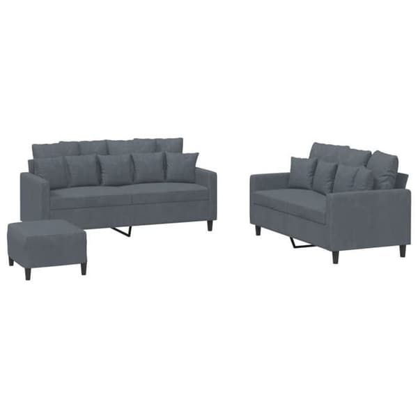 Maison Exclusive - Sæt af 3 sofaer med puder Mørkegrå Velour