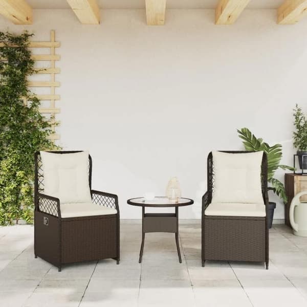 Maison Exclusive - Trädgårdsfåtöljer i brunt flätad resin, set om 2
