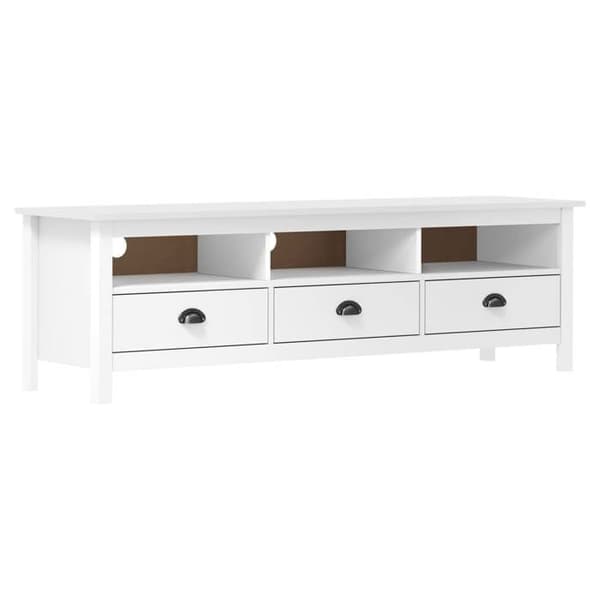Maison Exclusive - TV-møbel Hill Range Hvid 158x40x47 cm Solid fyrretræ Matt vit