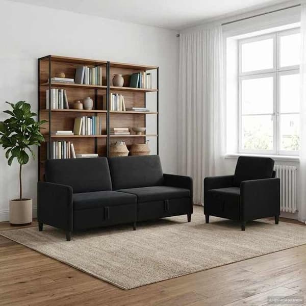 Maison Exclusive - Soffa med förvaring 2 st Svart Polyester