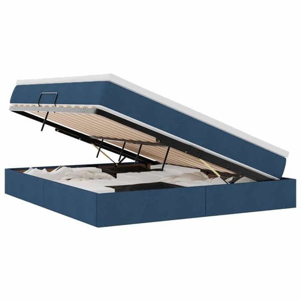 Sängram med madrass - EXKLUSIV HEM - Säng 180x200 - Blå - Hydraulisk förvaring - Polyester Blå