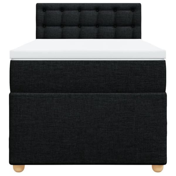 Maison Exclusive - Sengebund med lameller og madras Sort 90x190 cm Stof