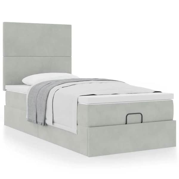 Maison Exclusive - Ottoman sängram och ljusgrå madrass 100x200 cm sammet Lys grå