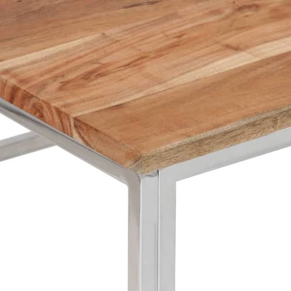 Bord - EKSKLUSIV HUS - 80 cm - Massivt akacietræ - Ramme i rustfrit stål - Sølvfinish Silver