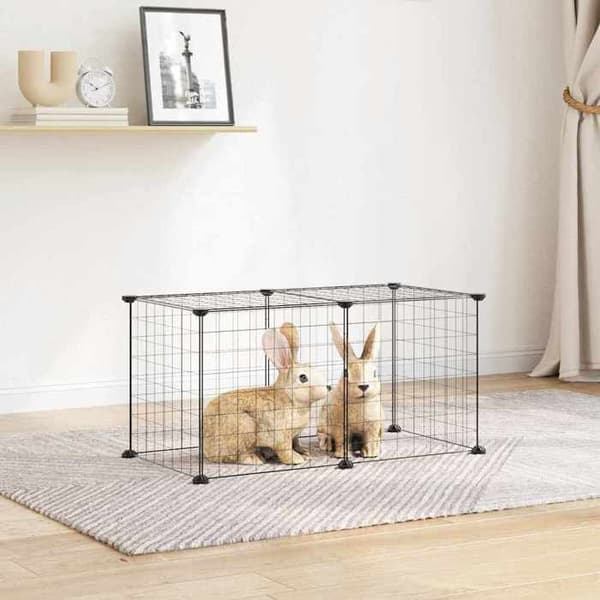 Maison Exclusive - Kæledyrbur med 8 paneler Sort 70x35x35 cm Stål