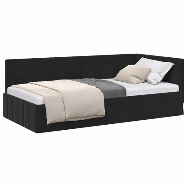 Maison Exclusive - Sort hjørneseng 100 cm x 200 cm i velour
