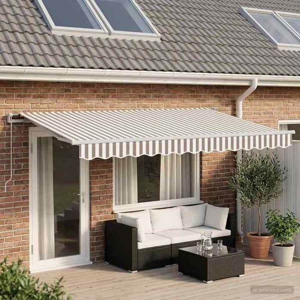 Maison Exclusive - Lys grå og hvid retrækkelig markise 400 × 350 cm