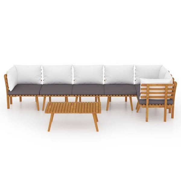 Maison Exclusive - Havegruppe 7 dele med puder i solid akacietræ