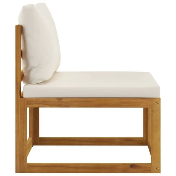 Maison Exclusive - Havegruppe 4 stk med cremefarvede puder i solid akacietræ Grädde