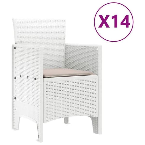 Maison Exclusive - Puutarhakalustesarja tyynyillä 15 kpl Valkoinen