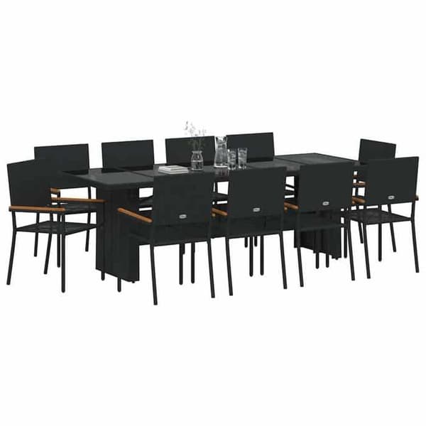 Maison Exclusive - 11 pc have spisebordssæt i sort polyrotin Svart