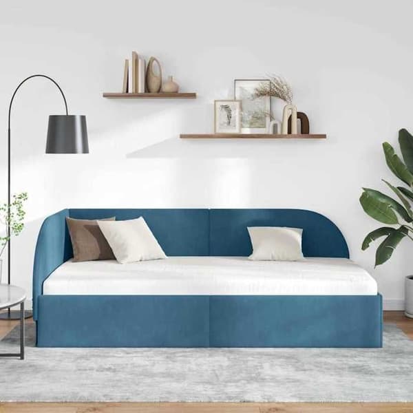 Sängram - EXKLUSIV HEM - Sammet - Blå - 90 x 200 cm - Konvertibel soffa/säng Blå