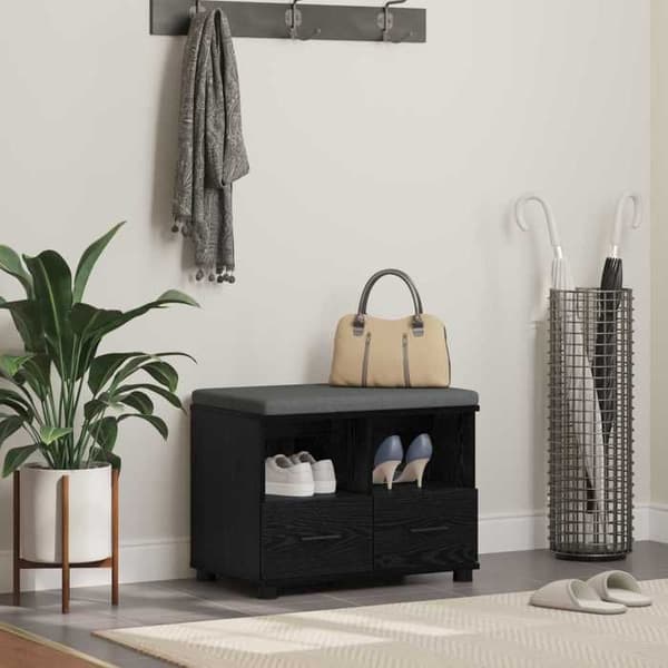 Maison Exclusive - Entréebænk Sort Eg 60 x 38 x 46 cm
