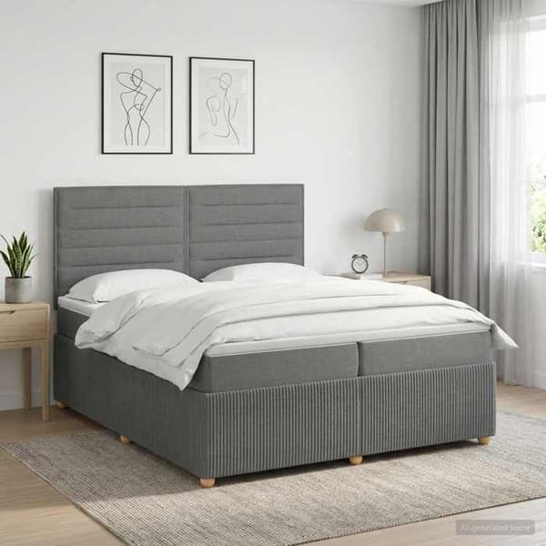 Maison Exclusive - Boxspring säng med madrass Mörkgrå 200 x 200 cm Tyg Mörkgrå