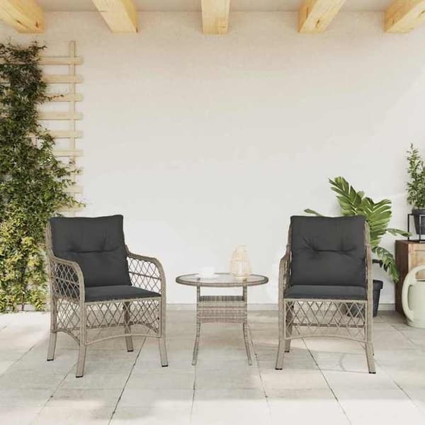 Maison Exclusive - Trädgårdsstolar med kuddar, set om 2, ljusgrå, flätad resin Ljusgrått