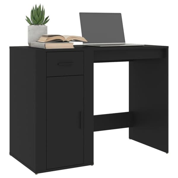 Maison Exclusive - Bureau Noir 100x49x75 cm Ingeniørtræ