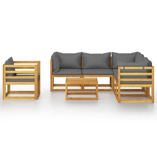 Maison Exclusive - Havegruppe 7 stk med pude i solid akacietræ