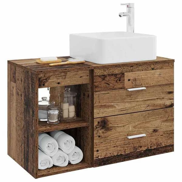 Maison Exclusive - Set med badrumsinredning 2 delar Antik trä