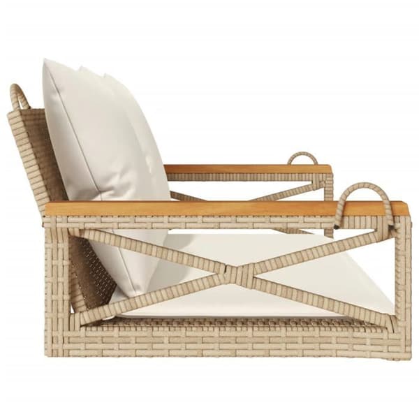 Maison Exclusive - Balanssoffa med beige kuddar 109x62x40 cm flätad resin