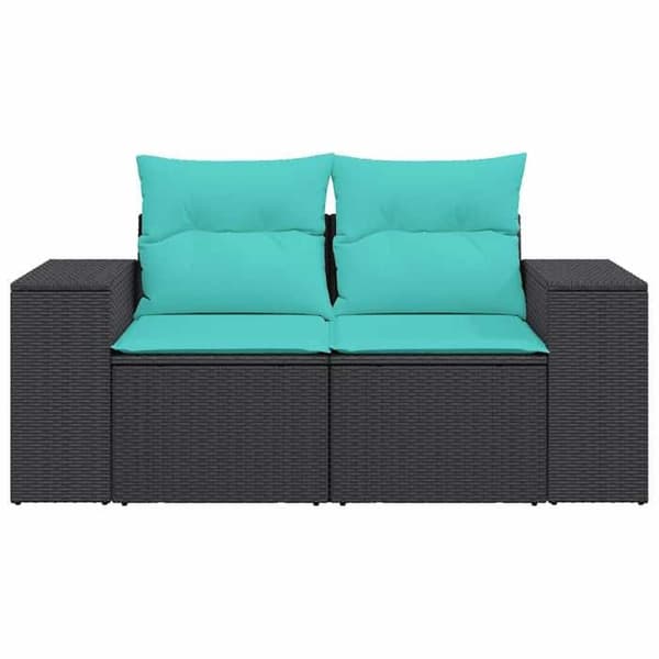Maison Exclusive - Trädgårdsoffa med kuddar 2 platser svart flätad resin Svart