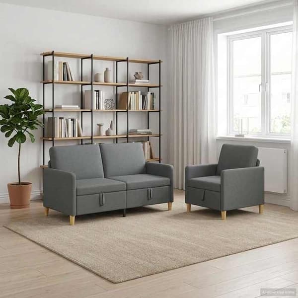Maison Exclusive - Sofa med opbevaring 2 stk Mørkegrå Polyester