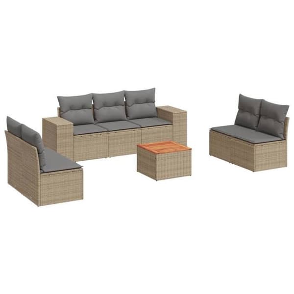 Maison Exclusive - Trädgårdsmöbler med kuddar 8 delar beige flätad resin