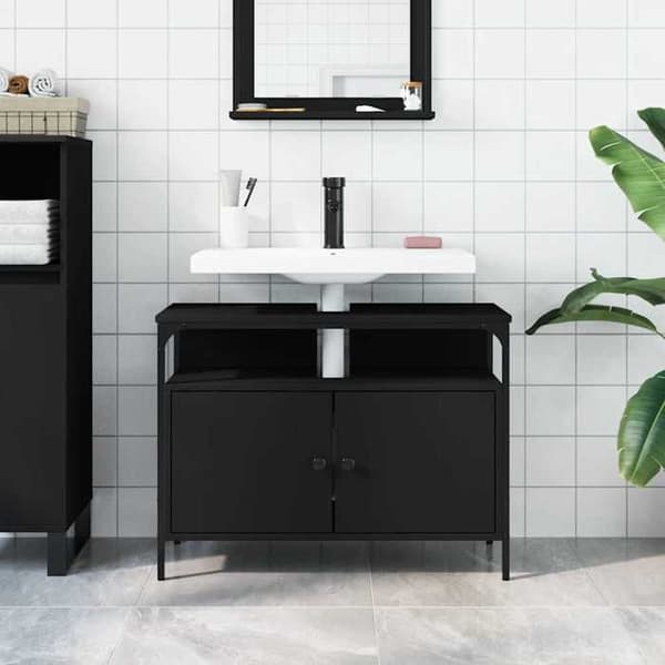 Maison Exclusive - Sort badeværelsesvaskeskab 80x30x60 cm