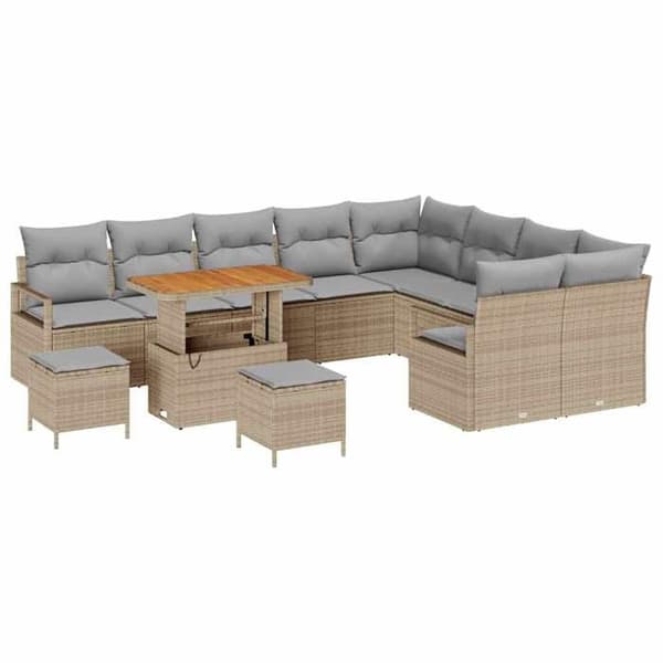 Maison Exclusive - 12 osan puutarhakalustesarja, beige polyrottinki
