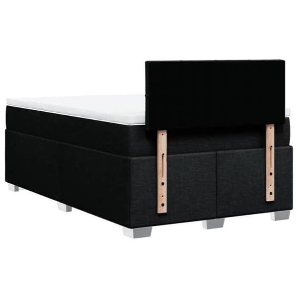 Maison Exclusive - Sengebund med lameller og sort madras 120x190 cm stof